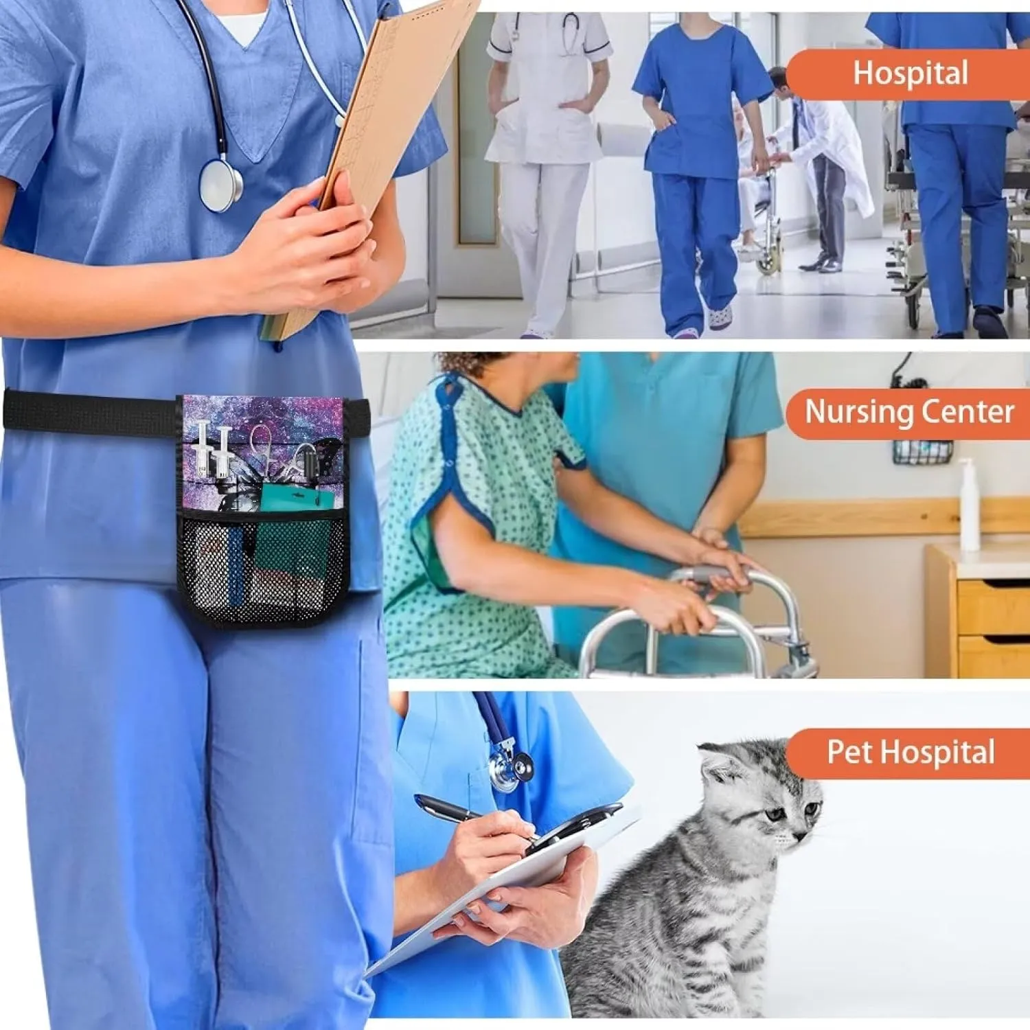 Gomyblomy Aesthetic Butterfly Nurse Fanny Pack, Sturdy Nurse Pouch Waist Bag with Gear Pockets, Practical Large Capacity Nursing Tool Belt Storage with Adjustable Waist Strap