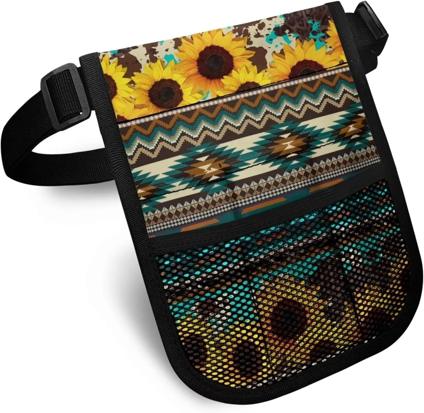 Gomyblomy Aztec Sunflower Print Nurse Waist Pack with Gear Pocket, Kit Practical Nursing Fanny Pack Utility Tool Belt Organizer for Stethoscope, Bandage Scissors and Other Supplies