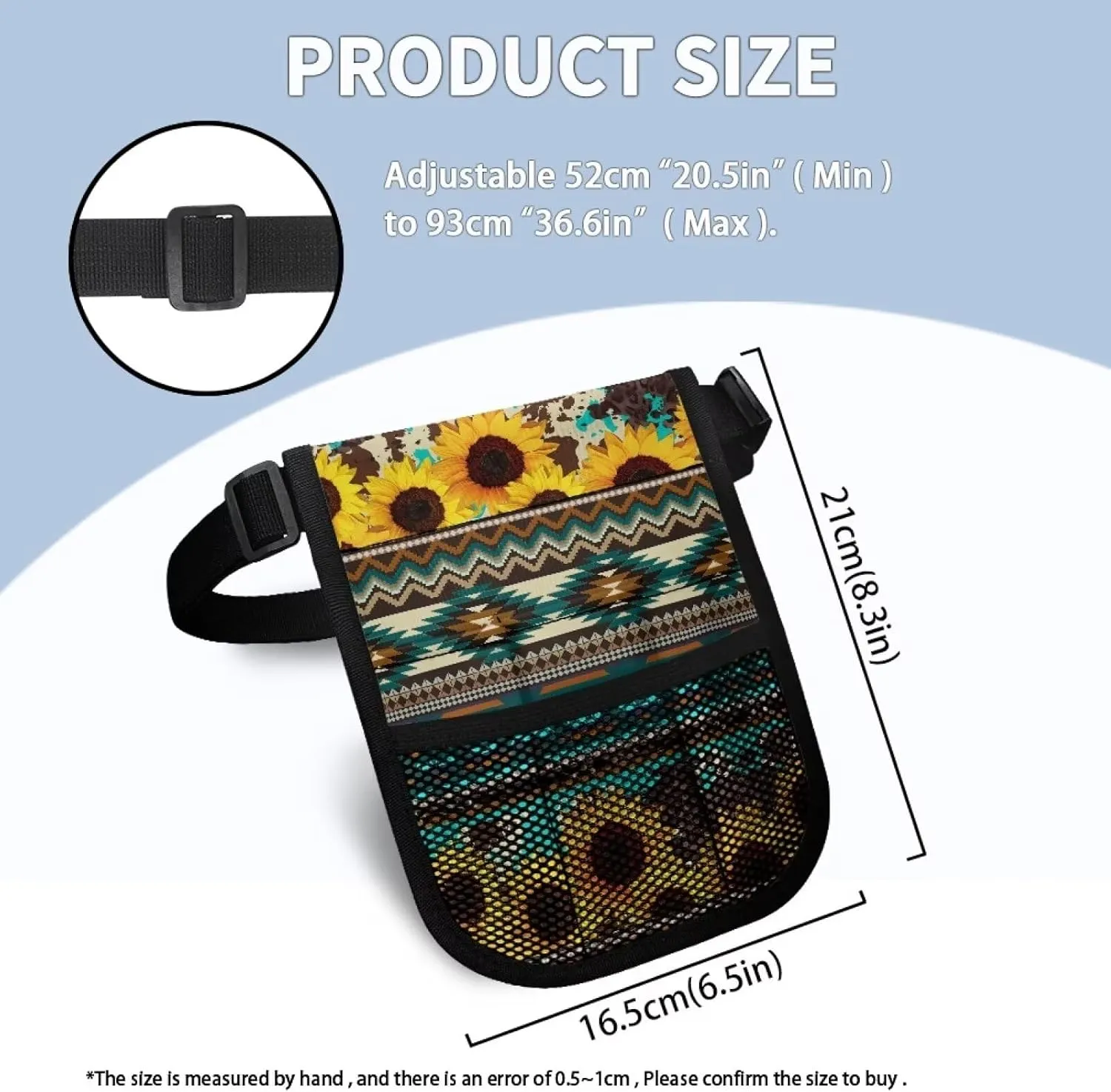 Gomyblomy Aztec Sunflower Print Nurse Waist Pack with Gear Pocket, Kit Practical Nursing Fanny Pack Utility Tool Belt Organizer for Stethoscope, Bandage Scissors and Other Supplies