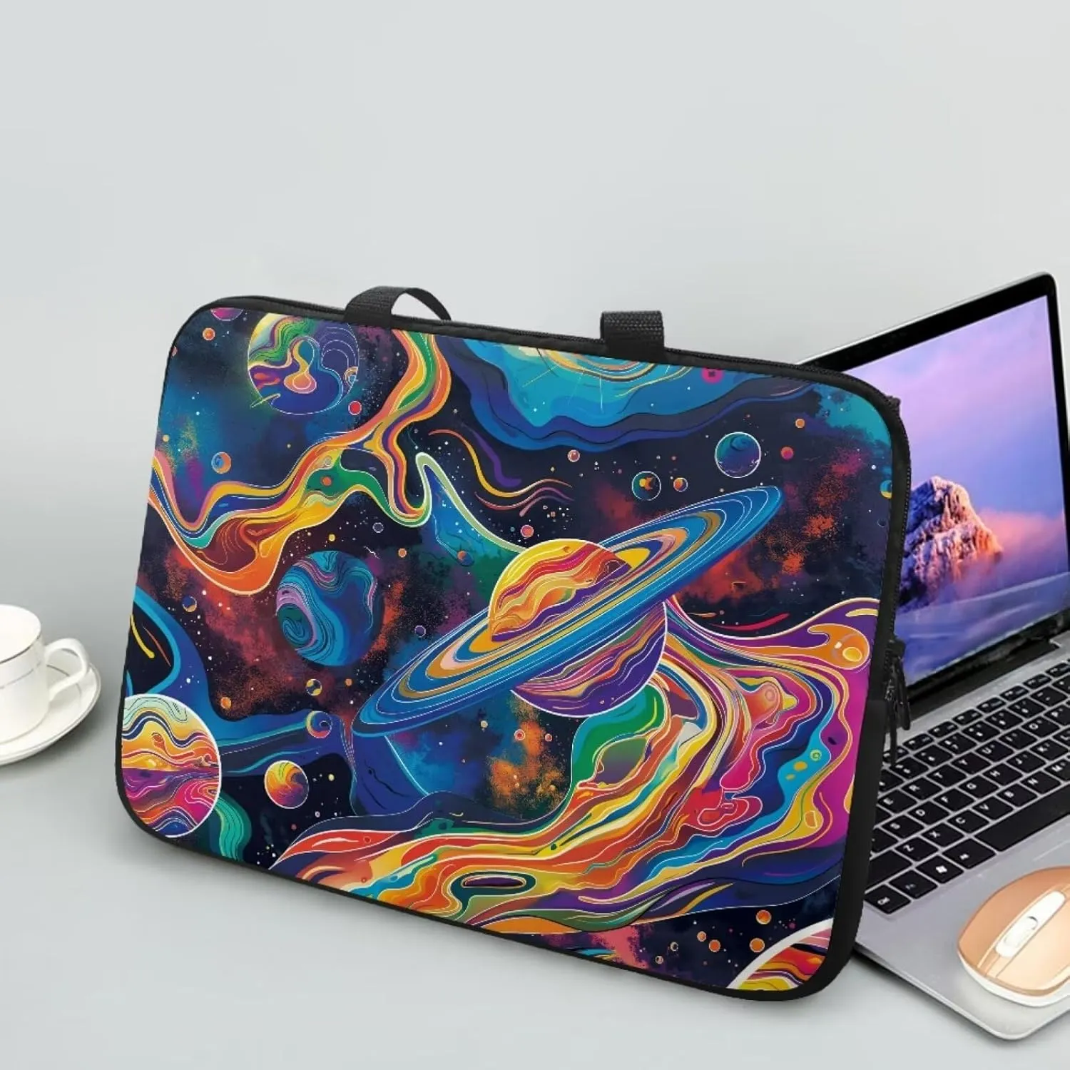 Graffiti Galaxy Laptop Bag for Men Waterproof Lightweight Computer Tote Bag Business Office Briefcase Large Capacity Handbag Bag Professional Work Bag