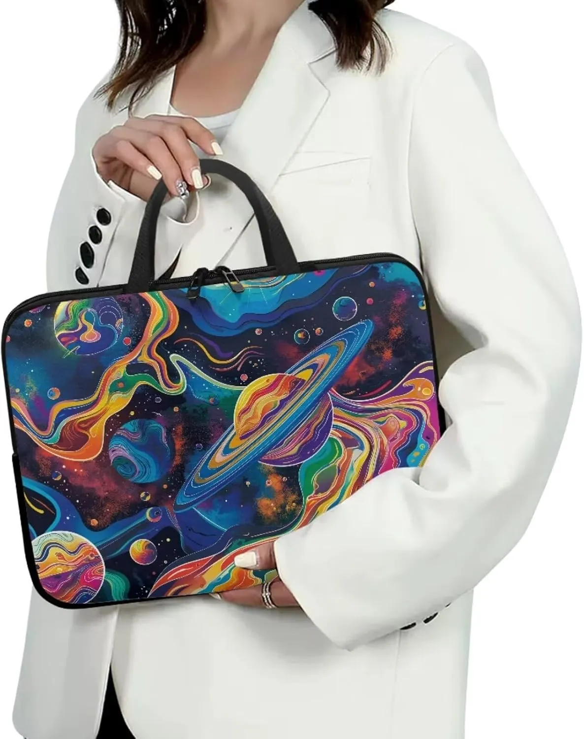 Graffiti Galaxy Laptop Bag for Men Waterproof Lightweight Computer Tote Bag Business Office Briefcase Large Capacity Handbag Bag Professional Work Bag