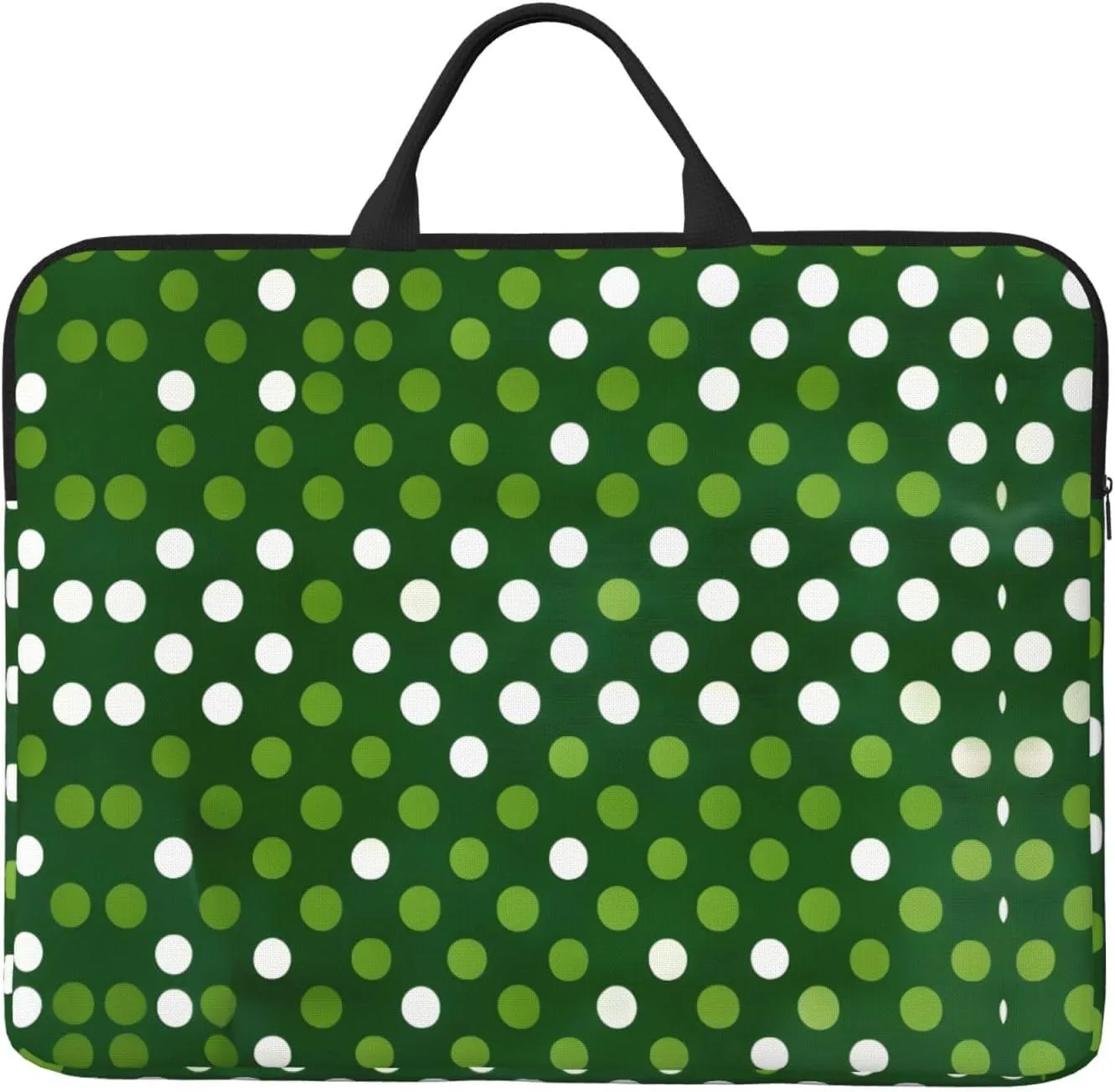 Green Polka Dots 14in Laptop Case Sleeve Bag  Versatile Shoulder Messenger Briefcase, Designed for Business Travel