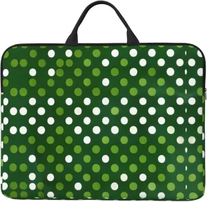Green Polka Dots 14in Laptop Case Sleeve Bag  Versatile Shoulder Messenger Briefcase, Designed for Business Travel