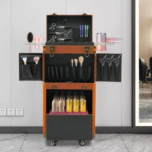 Hairdressing Case,Hairdressing Bag,Hairdressing Tool Organiser,Professional Barber Supplies Case,Hairdressing Tools Storage Case,Hair Makeup Salon Organizer with Wheels and Password Locks