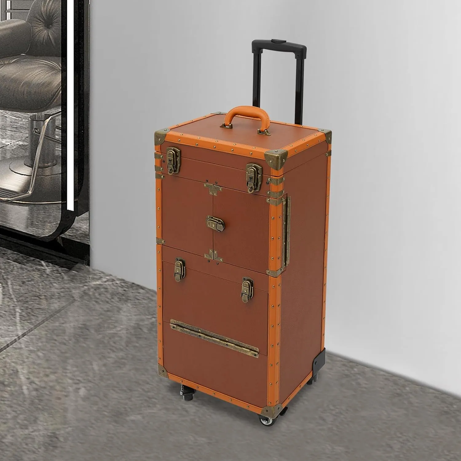 Hairdressing Case,Hairdressing Bag,Hairdressing Tool Organiser,Professional Barber Supplies Case,Hairdressing Tools Storage Case,Hair Makeup Salon Organizer with Wheels and Password Locks
