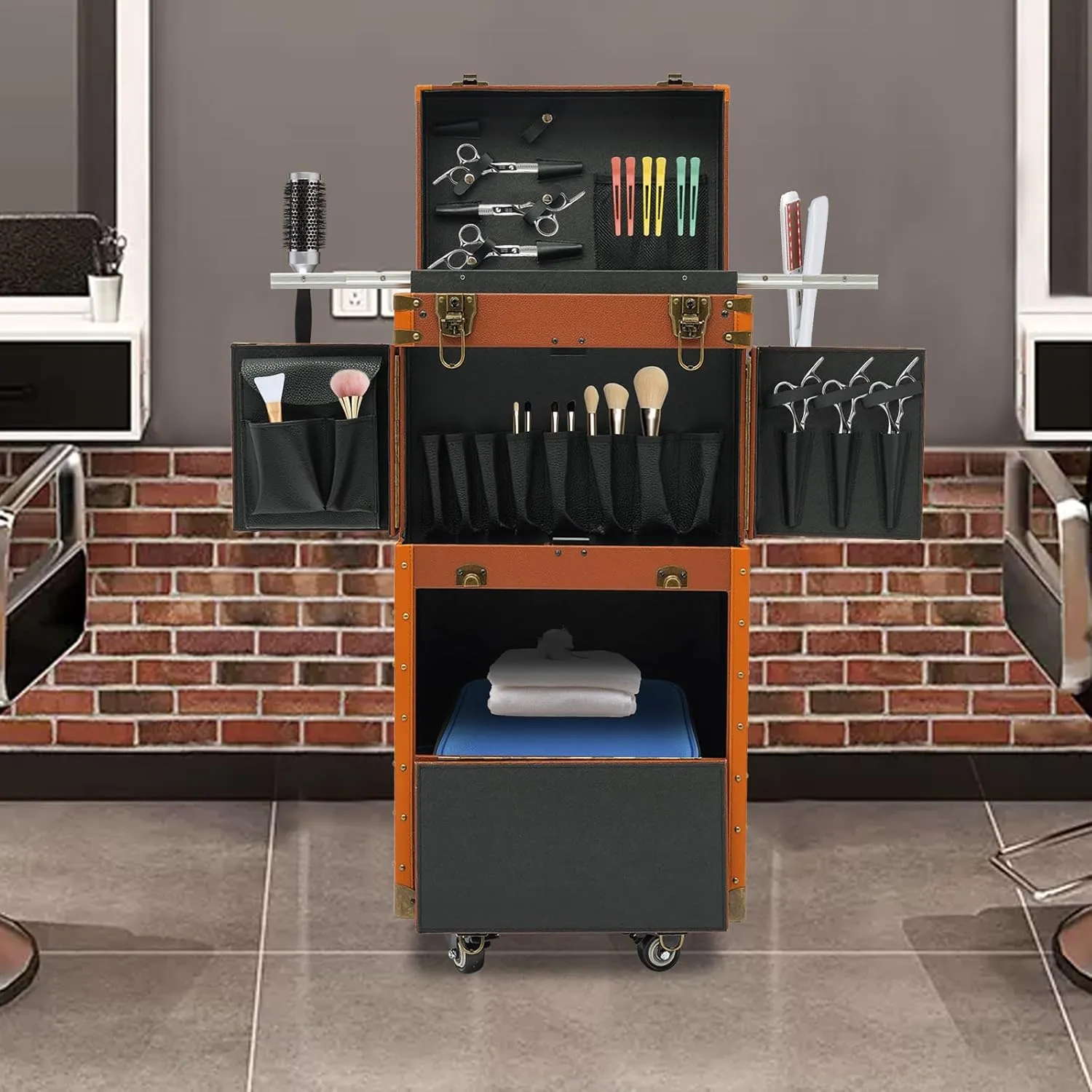 Hairdressing Case,Hairdressing Bag,Hairdressing Tool Organiser,Professional Barber Supplies Case,Hairdressing Tools Storage Case,Hair Makeup Salon Organizer with Wheels and Password Locks