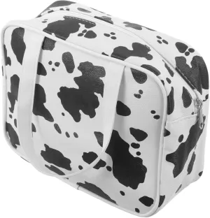 Handheld Makeup Pouch Capacity Travel Cosmetic Bag with Zipper Versatile Toiletry Organizer for Outdoor Trips and Business Travel Cow Pattern