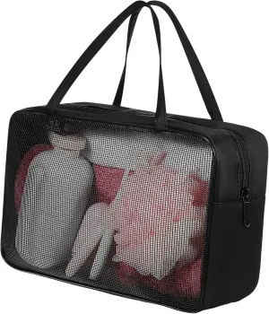 Hanging Travel Toiletry Bag Mesh Makeup Travel Bag Oxford Fabric Space-saving Easy Maintenance