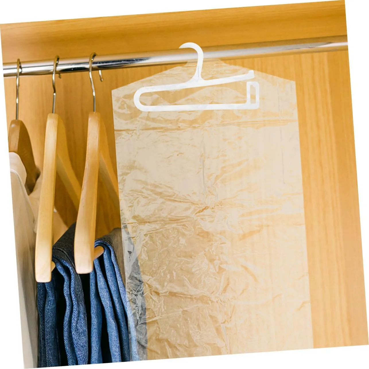 Happyyami Clothes Storage Bag Set 25pcs Plastic Covers Duster Bags Hanging Garment for Dry Cleaning Travel Home Use