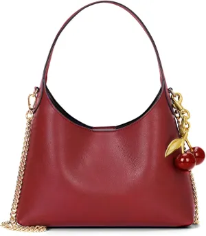 Hobo Bags for Women Leather Shoulder Bag Tote Handbag Cherry Purse Small Hobo Crossbody Bag Vintage Shoulder Handbag
