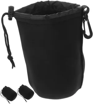 HOMSFOU 3pcs Compact Camera Bag Neoprene Dslr Lens Pouch Case Drawstring Closure Outdoor Storage Camera Lens Protector Bags