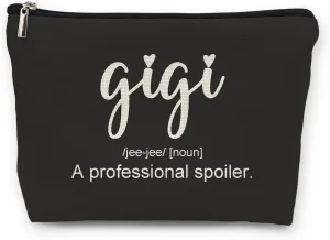 huester Gigi Gifts Makeup Bag, Gigi Gifts for Grandma Make Up Bag, Mothers Day Gifts for Gigi, Grandma Gifts, Gigi A Professional Spoiler Cosmetic Bag Travel Makeup Pouch Gifts for Gigi Grandma Purse