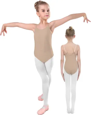 iMucci Professional Women and Girl Nude Leotard Seamless Camisole Undergarment with Transition Strap