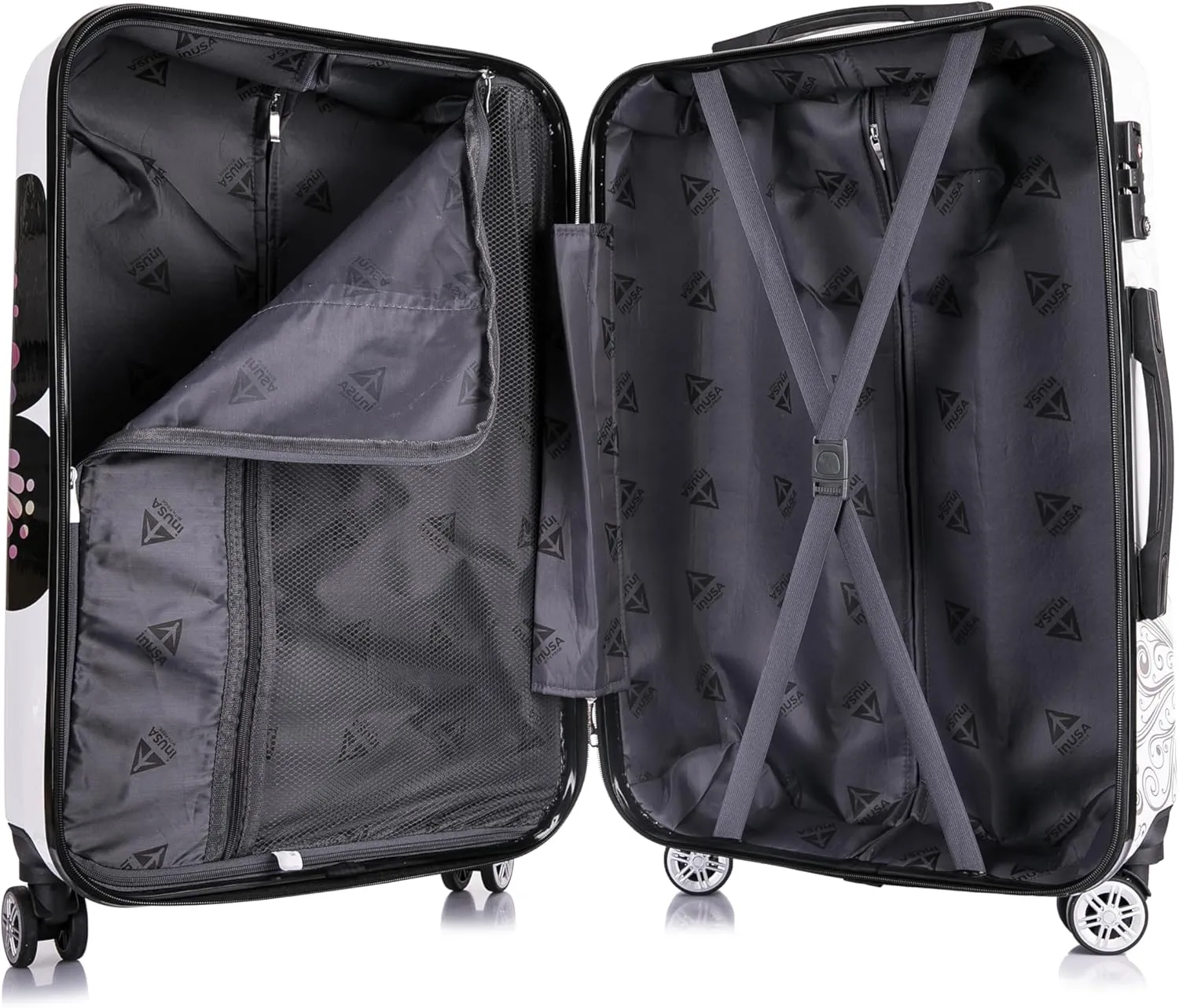 InUSA Butterfly Print Luggage with Spinner Wheels | Durable Lightweight Hardside Suitcase | Travel Bag with Handle and Trolley | (20in, 24in, 28in) 3 Piece Set
