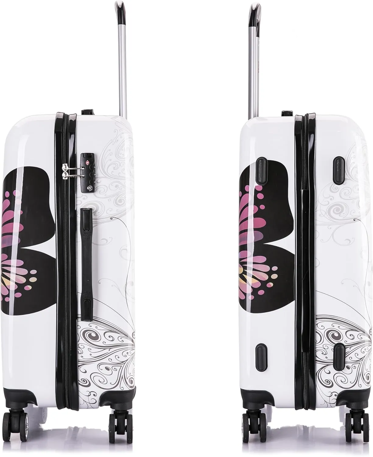 InUSA Butterfly Print Luggage with Spinner Wheels | Durable Lightweight Hardside Suitcase | Travel Bag with Handle and Trolley | (20in, 24in, 28in) 3 Piece Set