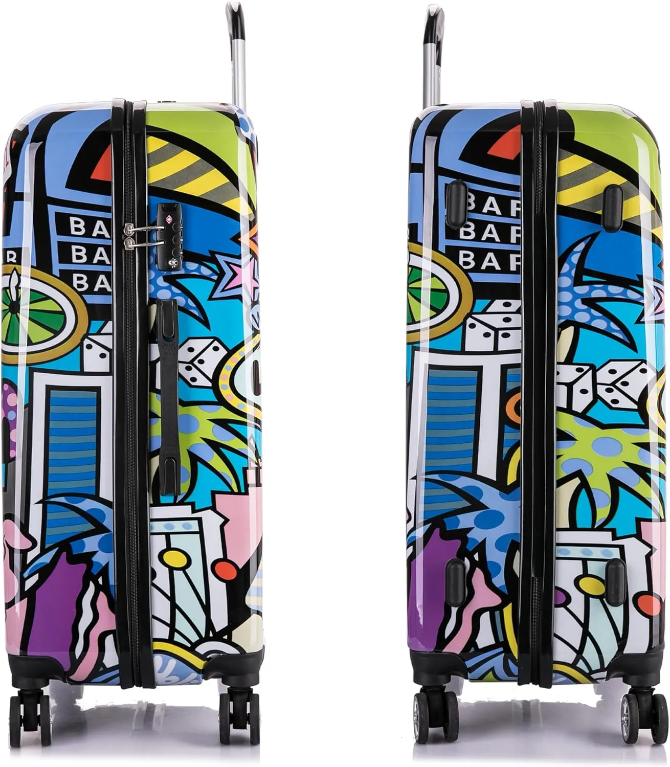 InUSA Cities Print Luggage with Spinner Wheels | Durable Lightweight Hardside Suitcase | Travel Bag with Handle and Trolley | (20in, 24in, 28in) 3 Piece Set