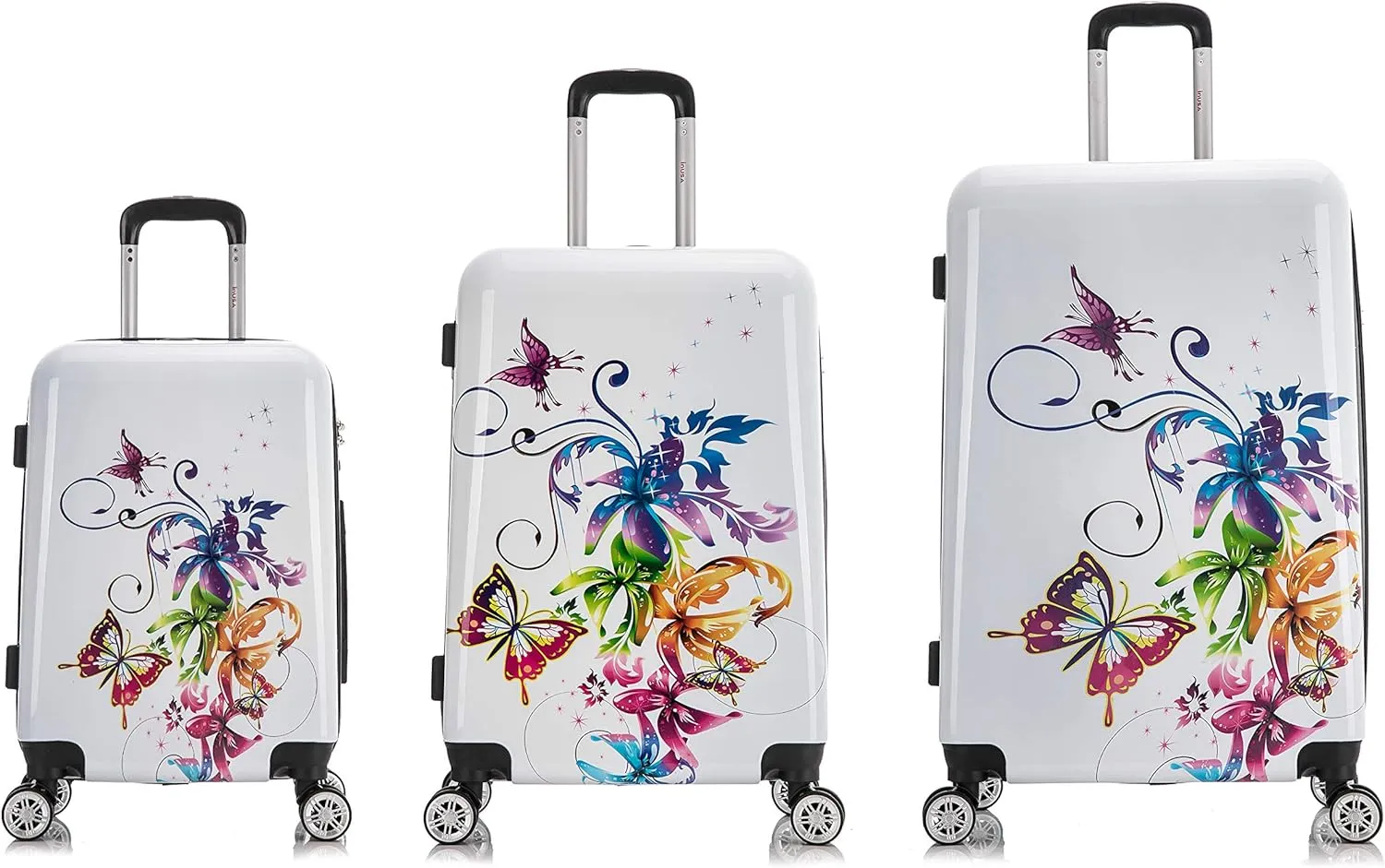 InUSA Fusion Print Luggage with Spinner Wheels | Durable Lightweight Hardside Suitcase | Travel Bag with Handle and Trolley | (20in, 24in, 28in) 3 Piece Set