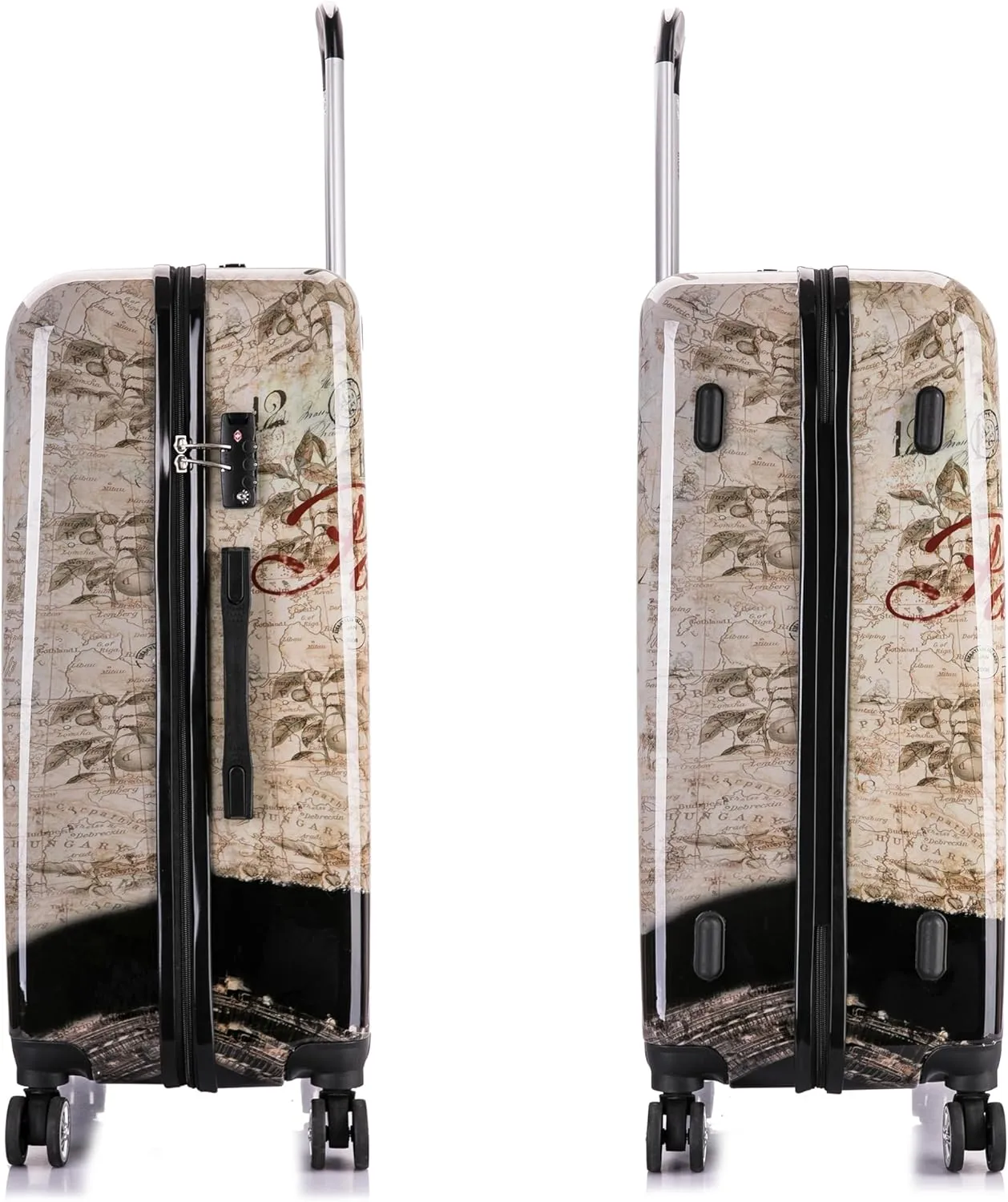 InUSA Paris Print Luggage with Spinner Wheels | Durable Lightweight Hardside Suitcase | Travel Bag with Handle and Trolley | (20in, 24in, 28in) 3 Piece Set
