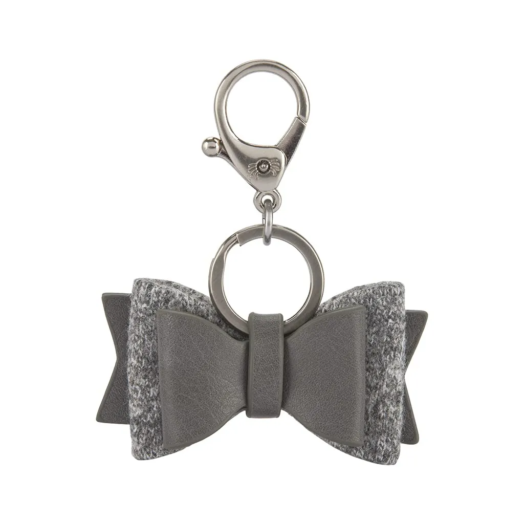 Itzy Ritzy Boss Bow Charm with Clasp - Cute Bow Bag Charm for Diaper Bags, Purses, Keychains & Wallets - Versatile & Stylish Vegan Leather Purse Accessory (Grayson)