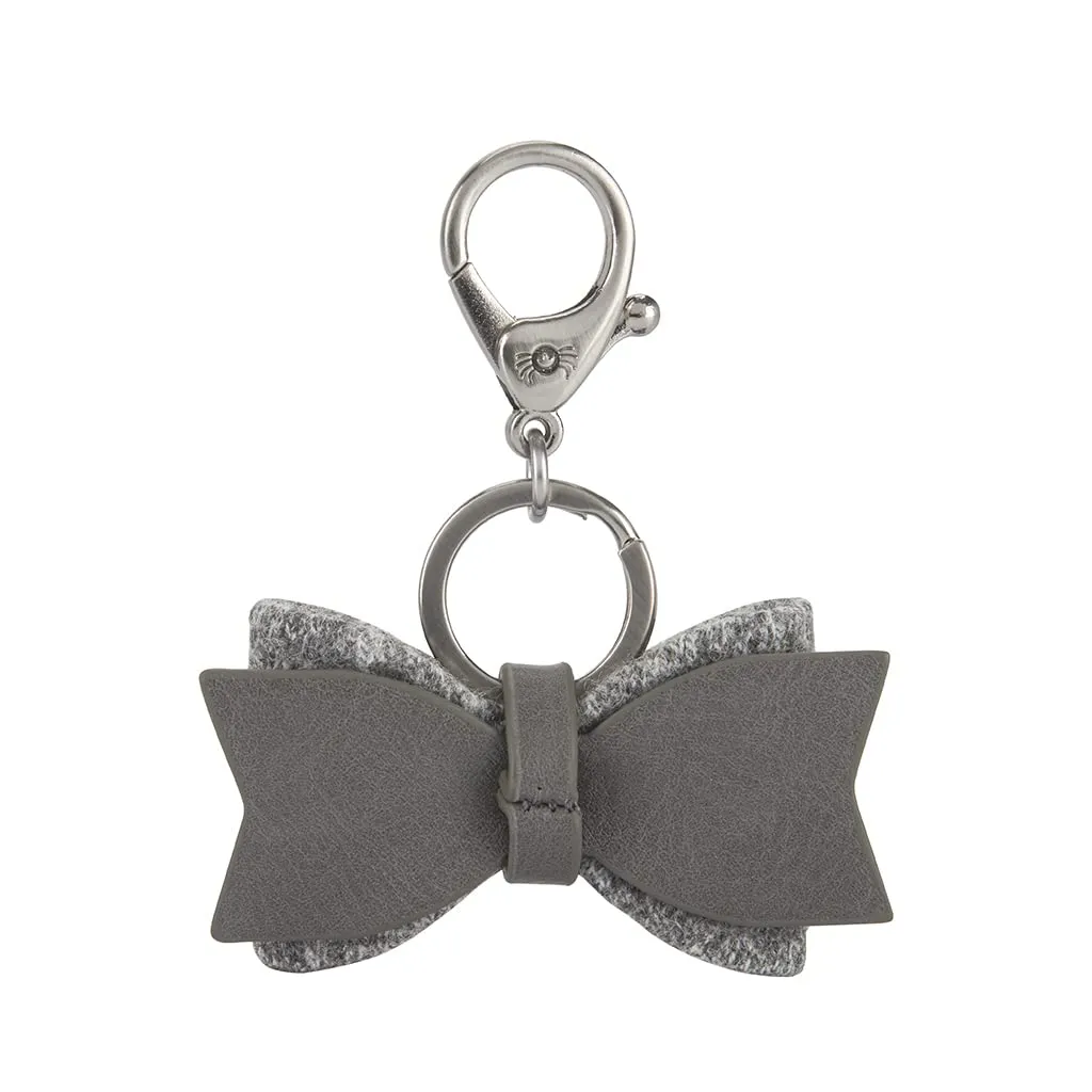 Itzy Ritzy Boss Bow Charm with Clasp - Cute Bow Bag Charm for Diaper Bags, Purses, Keychains & Wallets - Versatile & Stylish Vegan Leather Purse Accessory (Grayson)