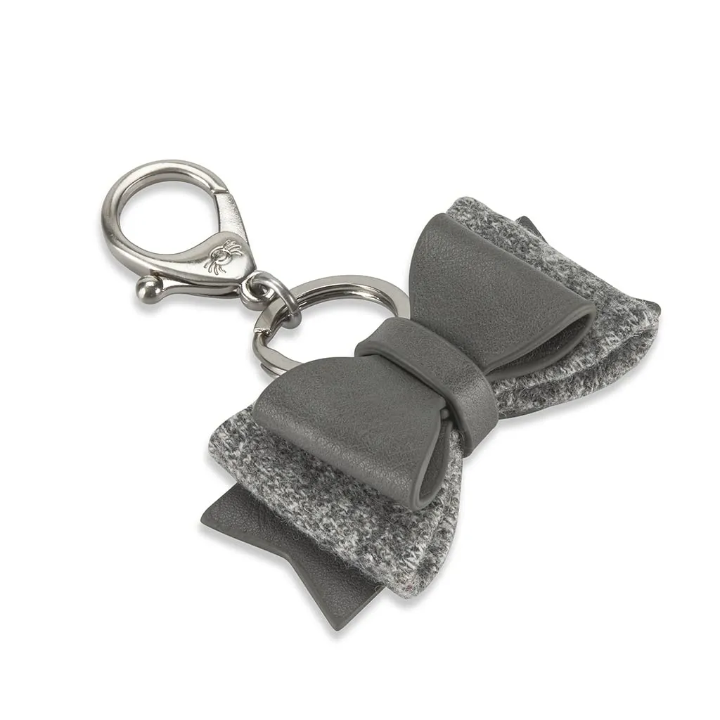Itzy Ritzy Boss Bow Charm with Clasp - Cute Bow Bag Charm for Diaper Bags, Purses, Keychains & Wallets - Versatile & Stylish Vegan Leather Purse Accessory (Grayson)