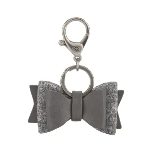 Itzy Ritzy Boss Bow Charm with Clasp - Cute Bow Bag Charm for Diaper Bags, Purses, Keychains & Wallets - Versatile & Stylish Vegan Leather Purse Accessory (Grayson)