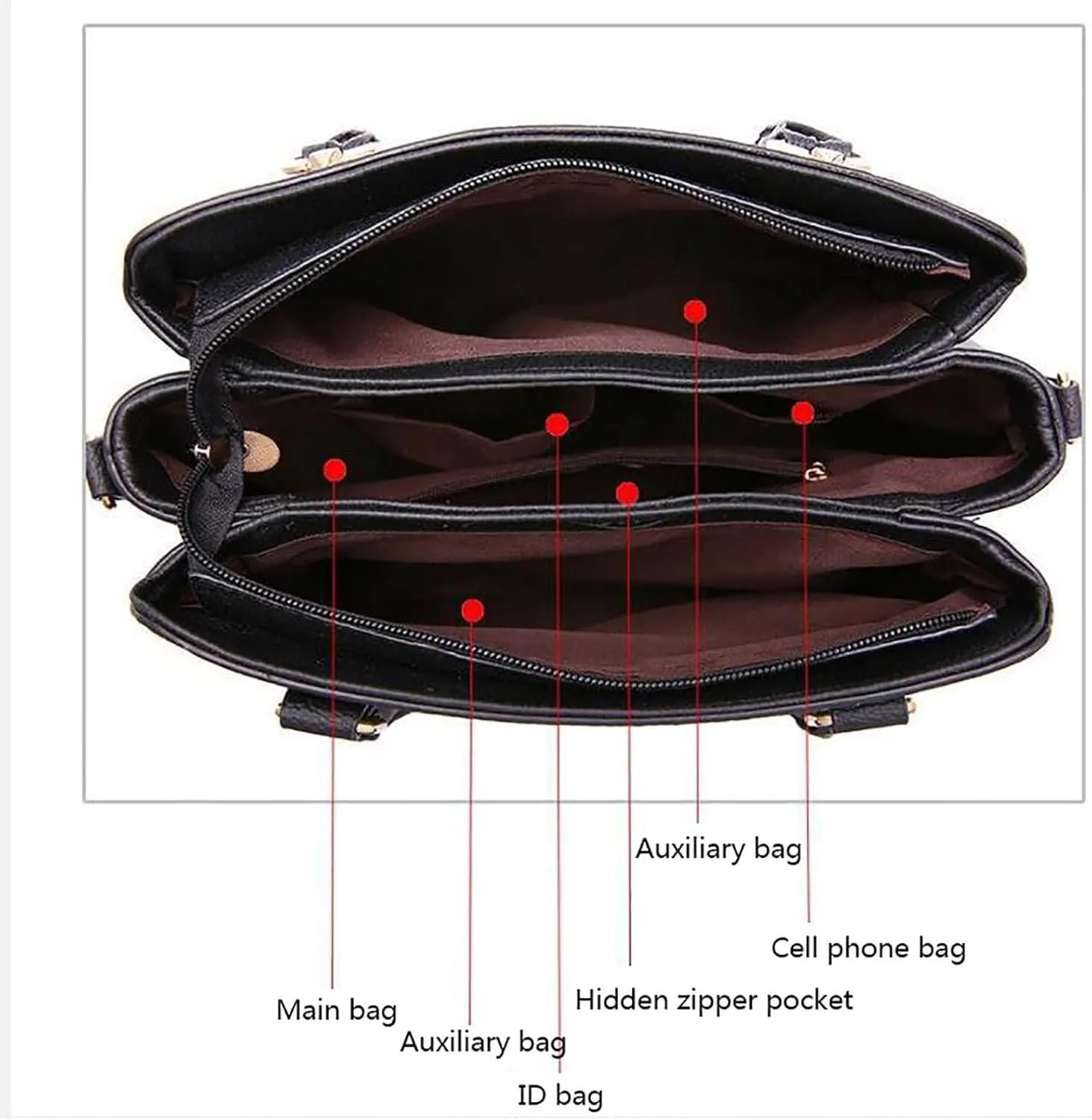 KANC Leather Shoulder Bag for Women Womens Handbags Ladies Purse Satchel Shoulder Bags Roomy Fashion Tote (3-Black, One Size)