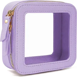 KOTORA Clear Makeup Bags TSA Approved Toiletry Bag Small Cute,Clear Toiletry Bags for Carry-on Traveling Travel Size Car Accessories Essentials Organziation Storage for Women Girls(Purple, Mini)
