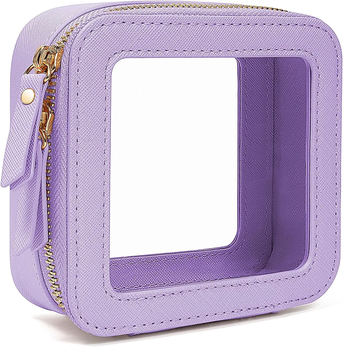KOTORA Clear Makeup Bags TSA Approved Toiletry Bag Small Cute,Clear Toiletry Bags for Carry-on Traveling Travel Size Car Accessories Essentials Organziation Storage for Women Girls(Purple, Mini)