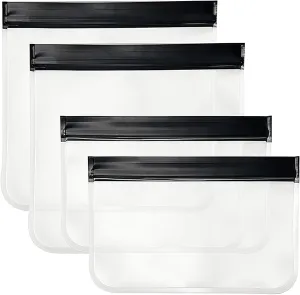 KOTORA Small Makeup Bag for Purse Cute Travel Makeup Bag Clear Cosmetic Bag with Zipper, Car Make Up Bag Organizer Storage Traveling Car Accessories Travel Essentials for Women (Black-4 Pack)