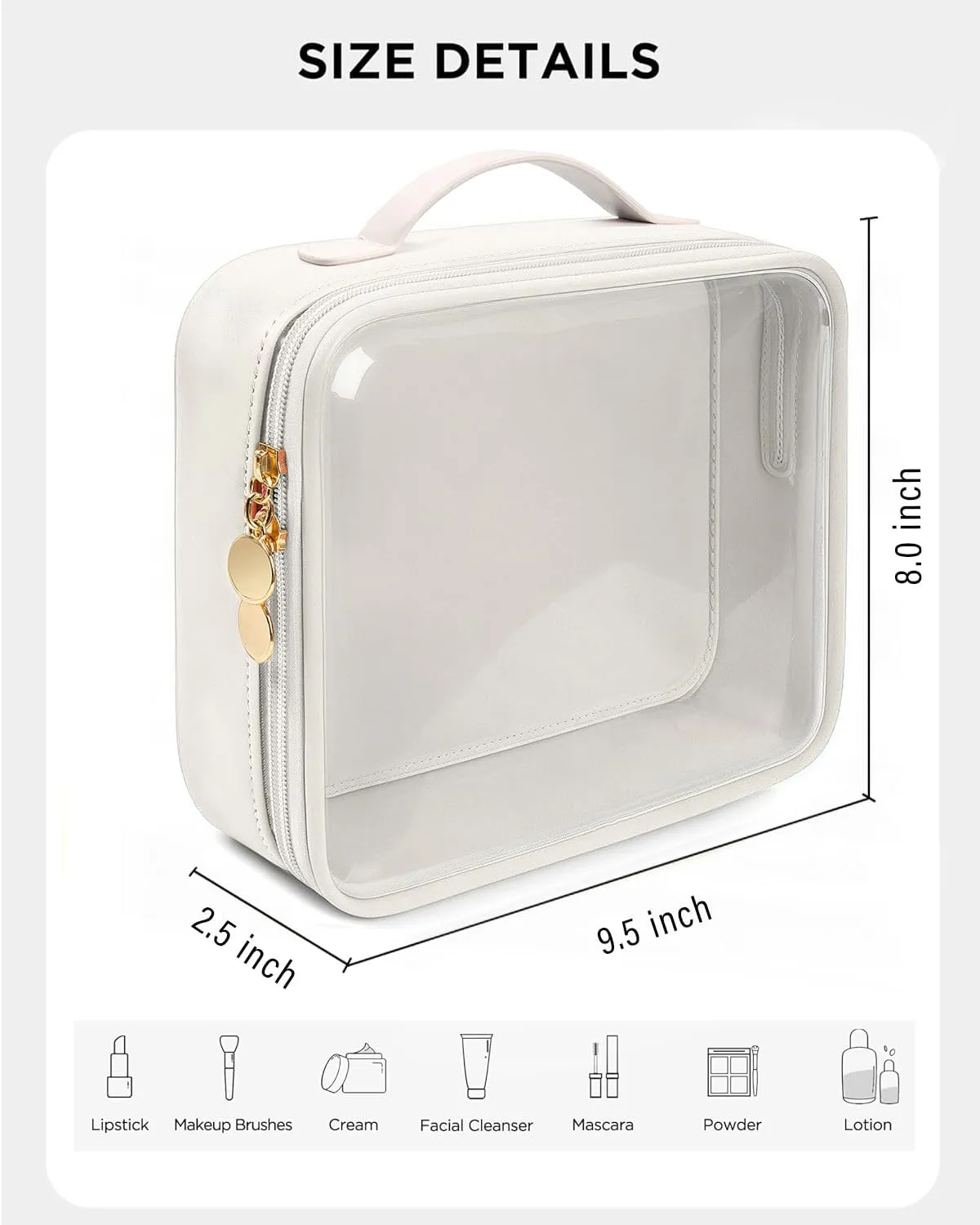 KOTORA TSA Approved Toiletry Bag with Mini Clear Makeup Bag Travel Size Beach Pool Bag Car Accessories for Women Her (1Handle-White)