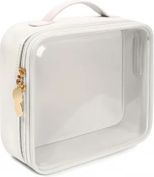 KOTORA TSA Approved Toiletry Bag with Mini Clear Makeup Bag Travel Size Beach Pool Bag Car Accessories for Women Her (1Handle-White)