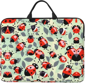 Ladybugs Cartoon Pattern 14in Laptop Case Sleeve Bag  Versatile Shoulder Messenger Briefcase, Designed for Business Travel