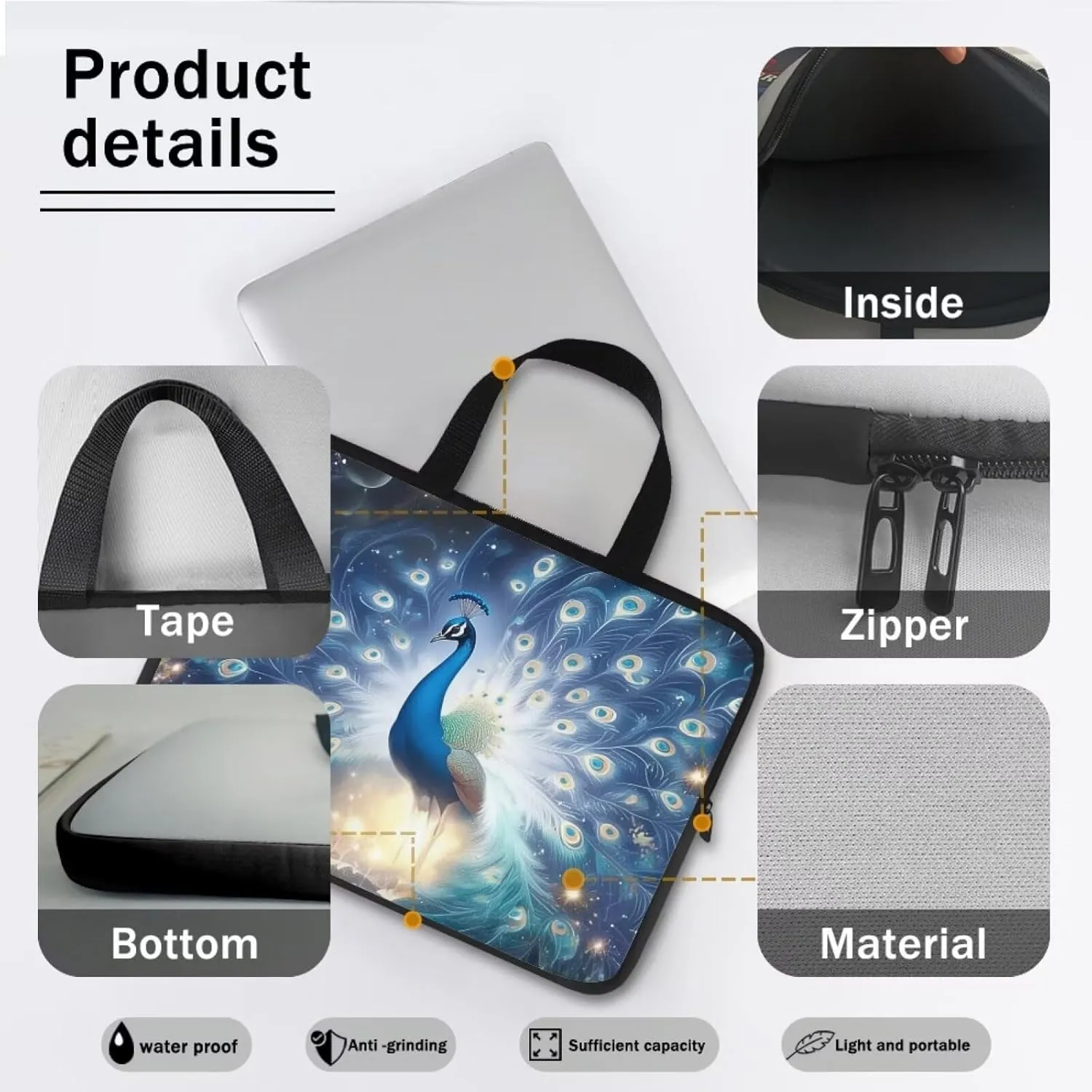 Laptop Bag for Men Women Tote Work Professional Computer Briefcase Waterproof Handbag Large