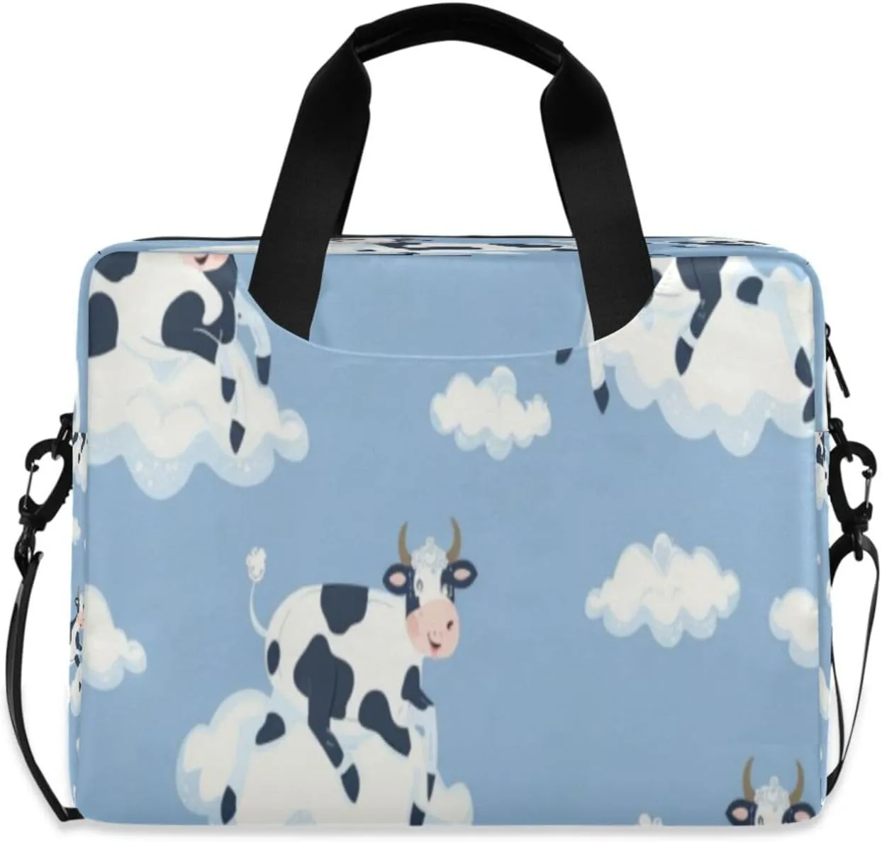 Laptop Bag for Women - Fits 16 inch with Laptop Compartment Carrying Messenger Sleeve with Strap Professional Fashion Travel Purse for Business Office Bag Cartoon Cow