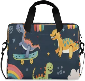 Laptop Bag for Women - Fits 16 inch with Laptop Compartment Carrying Messenger Sleeve with Strap Professional Fashion Travel Purse for Business Office Bag Dinosaur