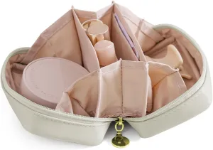 Large Capacity Makeup Bag, Portable Cosmetic Bag PU Leather Waterproof Travel Toiletry Bag Roomy Makeup Bag Cosmetic Brush Storage Bag for Women and Girls (Apricot)