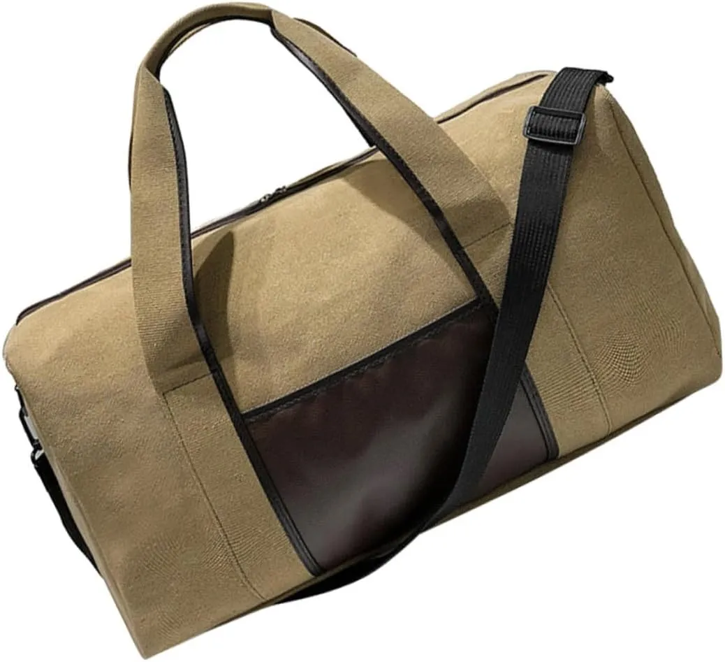 Large Capacity Sports Travel Holdall Bag Durable Tote Organizer for Weekend Trips Gym Beach Daily Use Khaki Versatile Shoulder Bag with Zipper Closure
