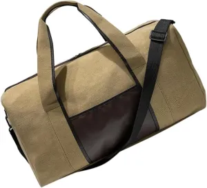 Large Capacity Sports Travel Holdall Bag Durable Tote Organizer for Weekend Trips Gym Beach Daily Use Khaki Versatile Shoulder Bag with Zipper Closure
