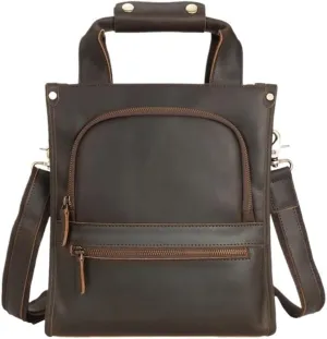 Large Leather Computer Laptop Bag Waterproof Vintage Shoulder Messenger With Multiple Compartments