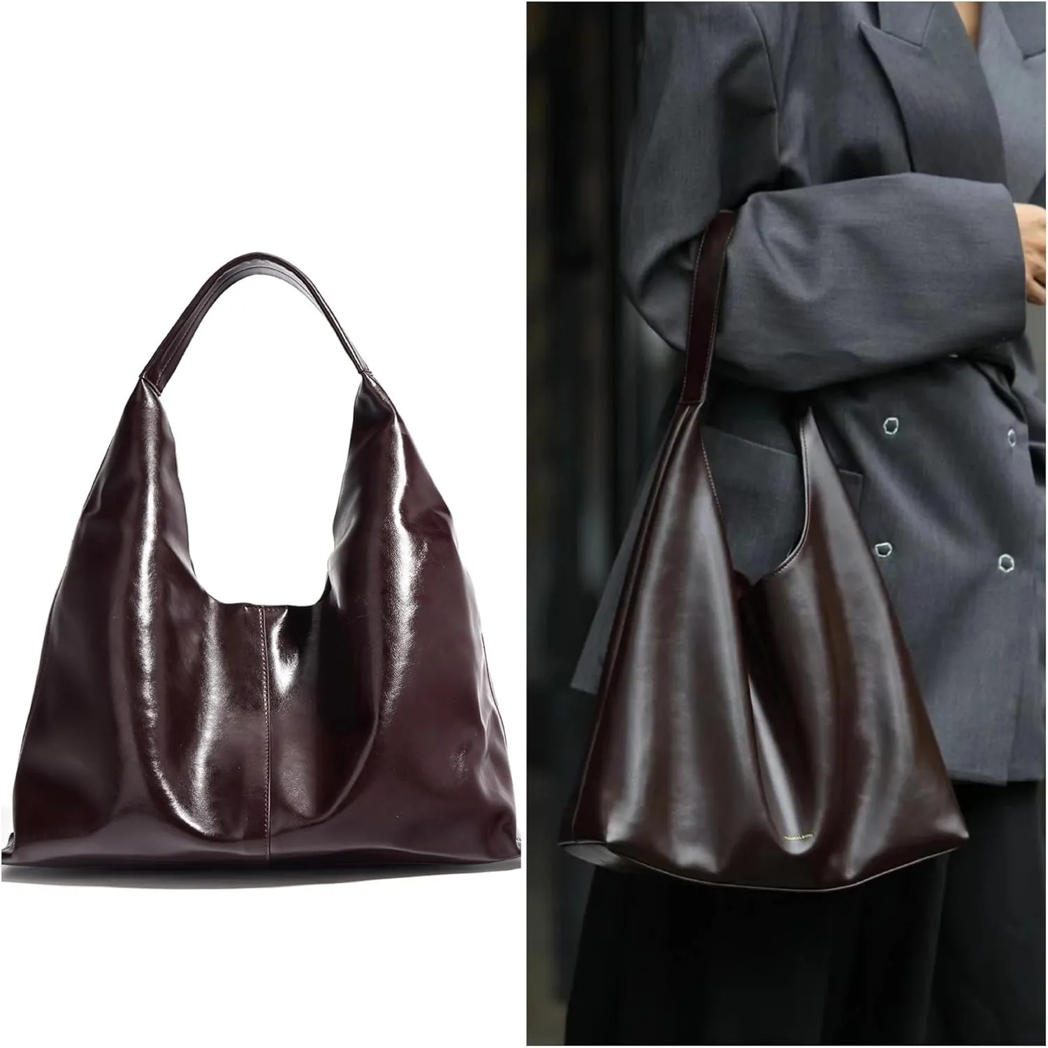 Leather Handbags, 2Pcs Trendy Tote Bags Oversized Hobo Bags Women's Work Tote Bags Vegan Leather Handbags for Travel