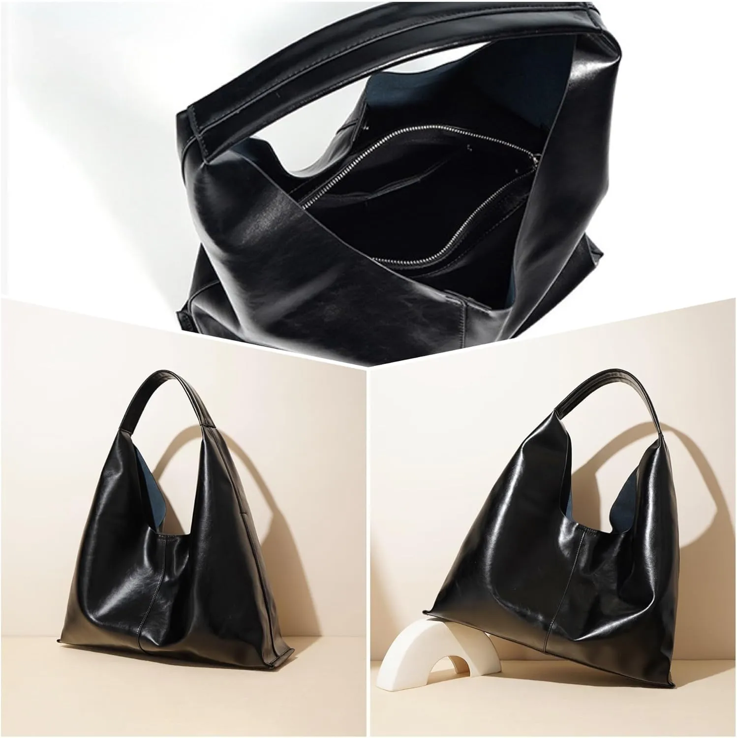 Leather Handbags, 2Pcs Trendy Tote Bags Oversized Hobo Bags Women's Work Tote Bags Vegan Leather Handbags for Travel