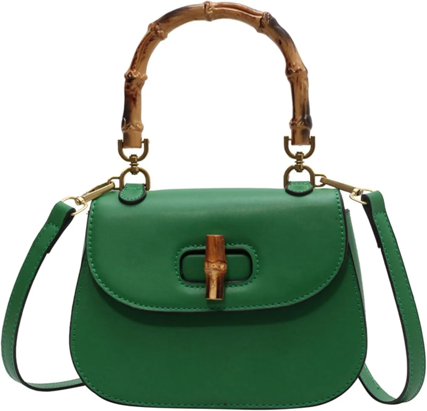Leather Tote Handbags for Women Vintage Bamboo Handle Satchel Crossbody Shoulder Purse Genuine Leather Bags
