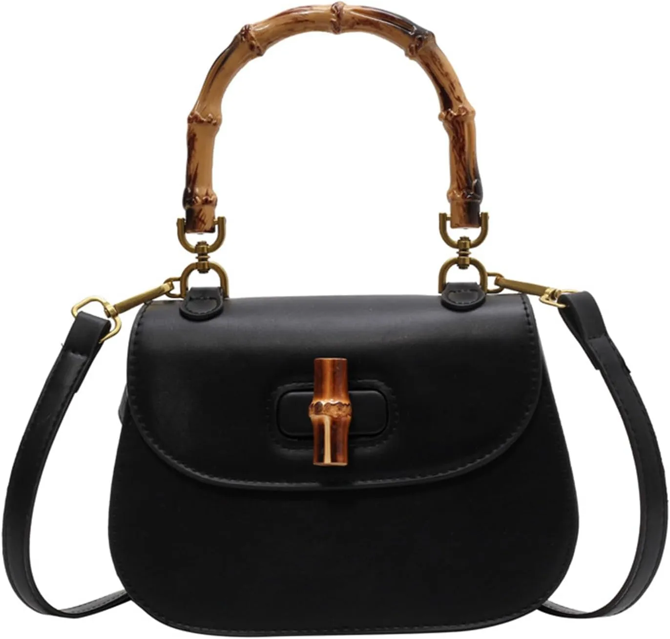 Leather Tote Handbags for Women Vintage Bamboo Handle Satchel Crossbody Shoulder Purse Genuine Leather Bags