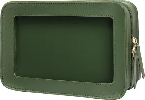 LETGO Clear Makeup Bags, TSA Approved Toiletry Bag with Zipper,Portable Travel Clear Cosmetic Bags Pouch for Women Men Car Accessories for Women(Vintage Green)