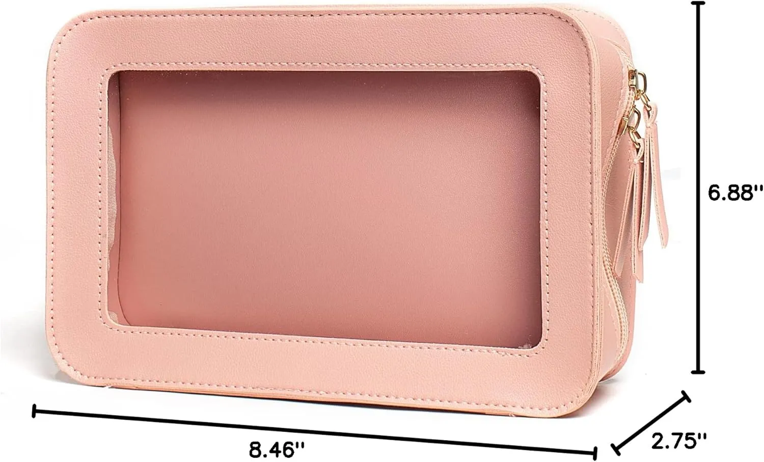 LETGO Clear Toiletry Bag, Portable Travel Makeup Pouch with Zipper, TSA Approved Organizer, PVC Cosmetic for Airport Airline Compliant Pink Car Accessories for Women (Pink)