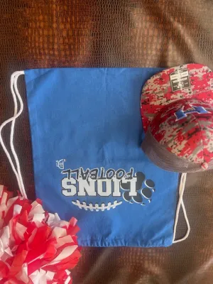 Lions Football Canvas Drawstring Backpack
