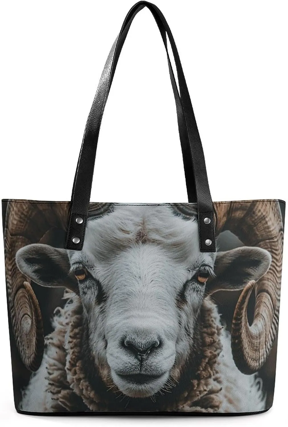 Longhorn Ram Pictures Leather Lady's Handbag Crossbody Purse for Women Ladies Soft Shoulder Bag Medium Roomy Handbag Fashion Tote Top Handle Satchel