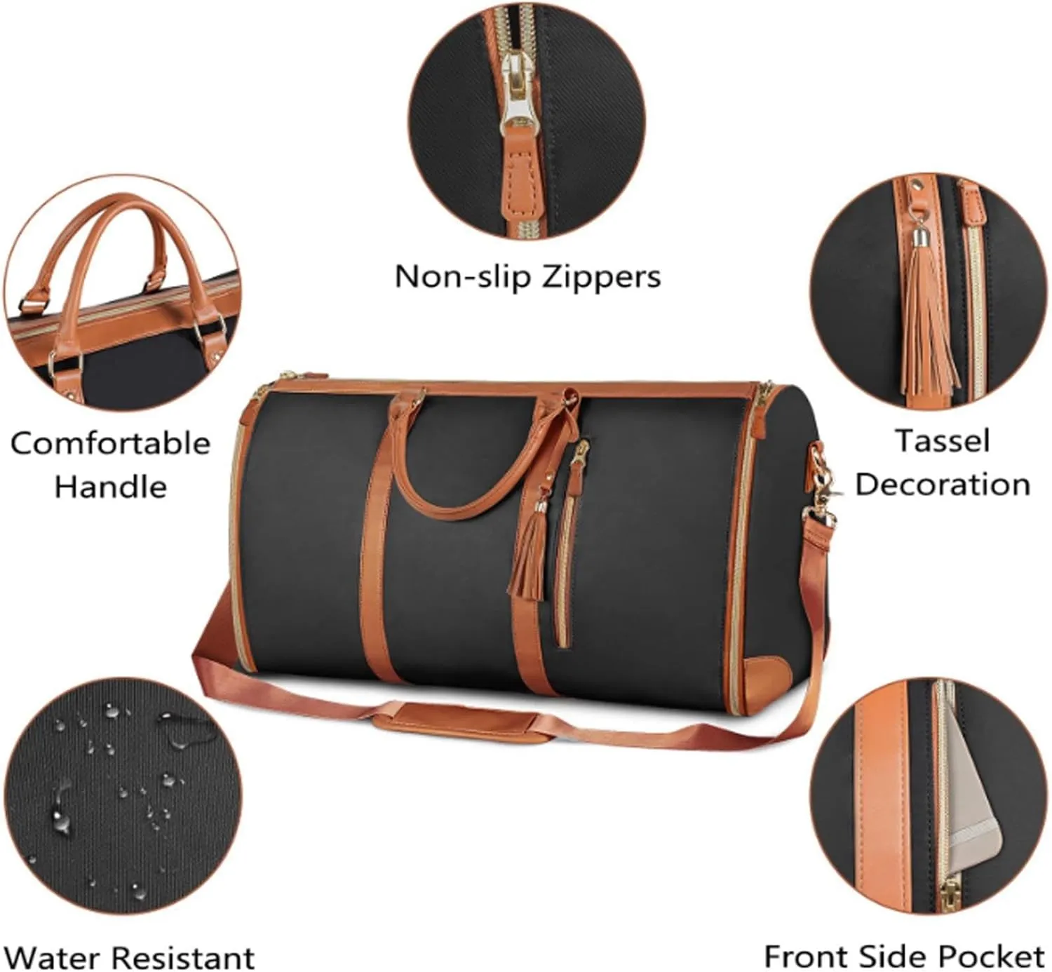 Lucshy Travel Bag, Garment Bags for Travel, 2 in 1 Pu Leather Foldable Clothing Bag, Foldable Clothing Bag, Versatile Folding Clothing Luggage Bag