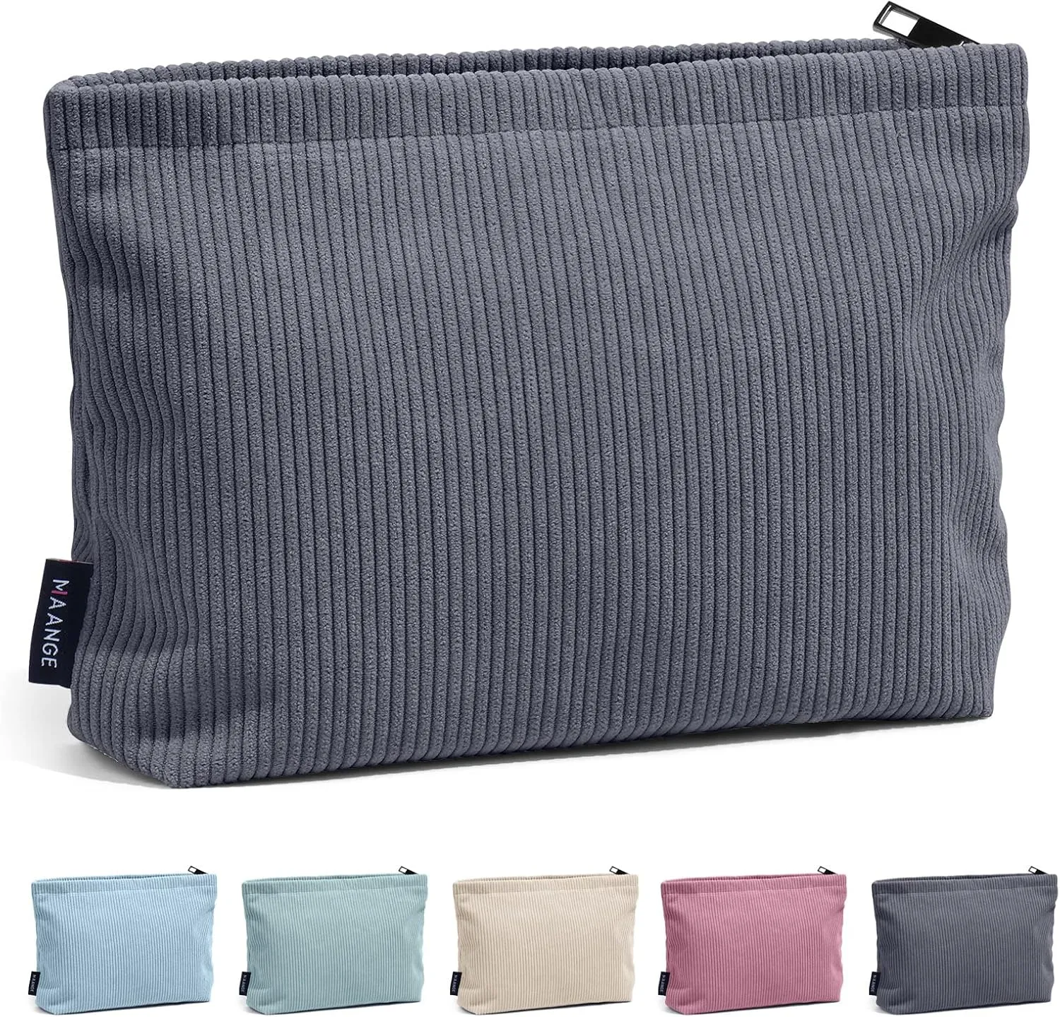 MAANGE Small Makeup Bag For Purse, Travel Cosmetic Bag Makeup Pouch Corduroy Portable Versatile Zipper Pouch For Women(GRAY)